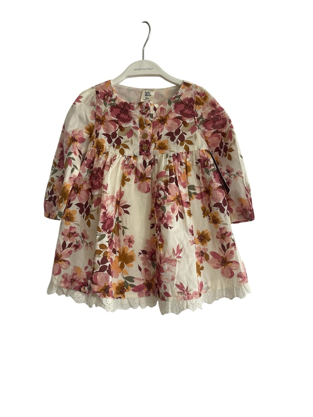 Baby B’gosh Floral Long-Sleeve Dress Size 9M NEW Boho Cottagecore Neutral Cute